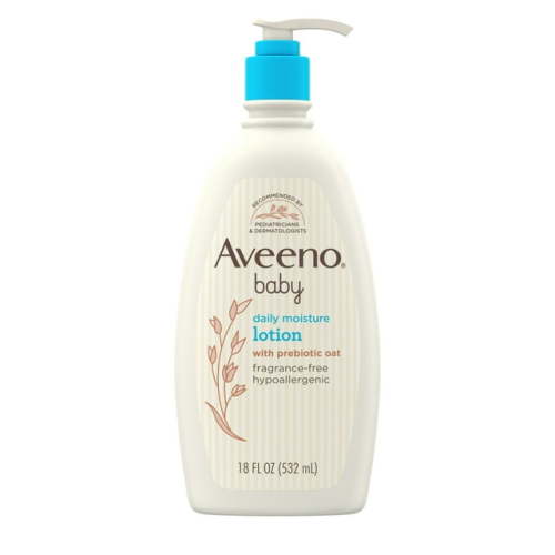 Aveeno Baby Daily Moisture Body Lotion for Sensitive Skin with Natural Colloidal Oatmeal, Suitable for Newborns, 18 FL OZ
