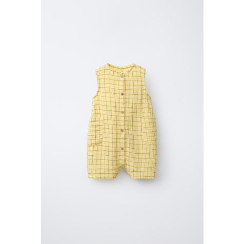 PLAID ROMPER - Yellow | ZARA Canada