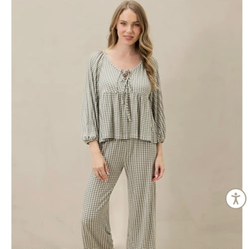 Green Gingham Women’s Sleep Set