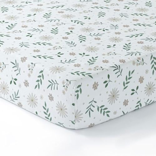 Dreamology Mini Muslin Crib Sheets Girls,Boys,Super Soft,Breathable 1-Pack,100% Cotton Muslin Crib Sheet Fitted,Crib Sheet,Pack n Play Sheets, 24x38 Mini Crib Sheets | Flowers