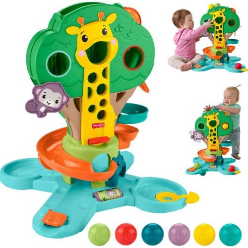 Fisher-Price Sit-To-Stand Jungle Tree, Baby to Toddler Musical Ball Drop Play Center, 6 Balls