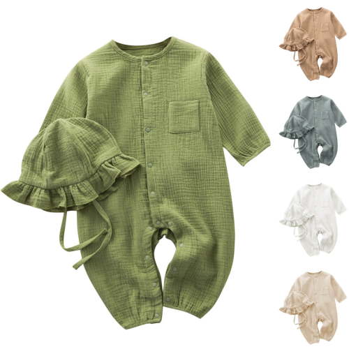 Bovxnpu Baby Girl Bodysuit, Infant Baby Cotton Bodysuits, Solid Color Baby Crawling Suit Long Jumpsuit Baby Summer Jumpsuit Newborn Pajamas 6 Months