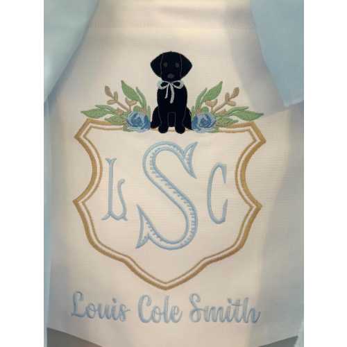 Embroidered Labrador Baby Banner, Welcome Boy Birth Announcement, Puppy Shower Gift
