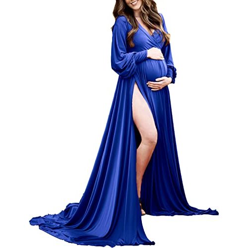Long Sleeve Maternity Dress for Photoshoot Plus Size | Off the Shoulder,Flowy,Sweetheart,Stretchy,baby shower dress for mom to be,Pregnancy Gown dress for Photography,Fall/Winter