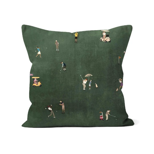 Retro Tiger Woods Golf Pillow - Vintage Style Linen Cushion