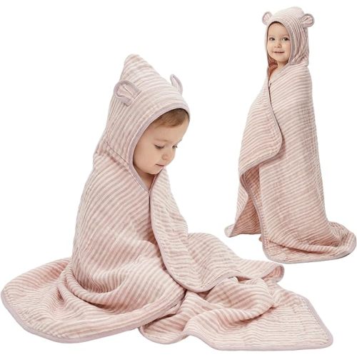 Ultra-Soft Muslin Toddler Hooded Towel - 55 x 28 Inches, Ideal for Bath & Beach, Suitable for Both Boys & Girls from Newborns to Toddlers