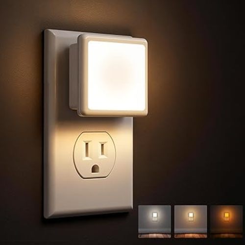 L LOHAS LED 3CCT Night Lights Plug into Wall 2-Pack, 0.3W Plug in Night Light, Dusk to Dawn, Bright Nightlight Auto-On/Off, for Adults Kids Room Bedroom Bathroom Hallway Kitchen