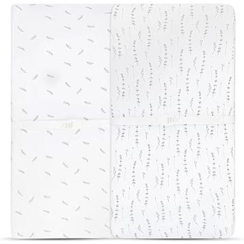Changing Pad Cover 2 Pack - Baby Changing Pad Cover with 100% Jersey Cotton - Changing Pad Covers for Girls and Boys, Newborn Essentials (Forest Grey Leaf & Floral)