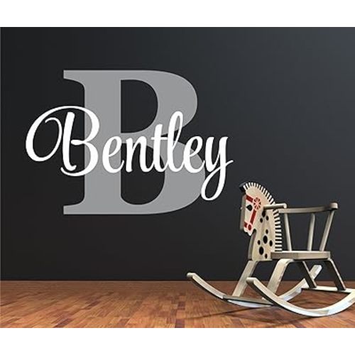 Decor Designs Decals Boys Adorable Custom Name, Personalized Vinyl Wall Art Decal Sticker, Babies Nursery and Childrens Bedroom Decor (Multiple Size Choices) (Name with Initial)