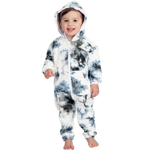 Joggies - TieDye Black Infant Footless Hoodie One Piece