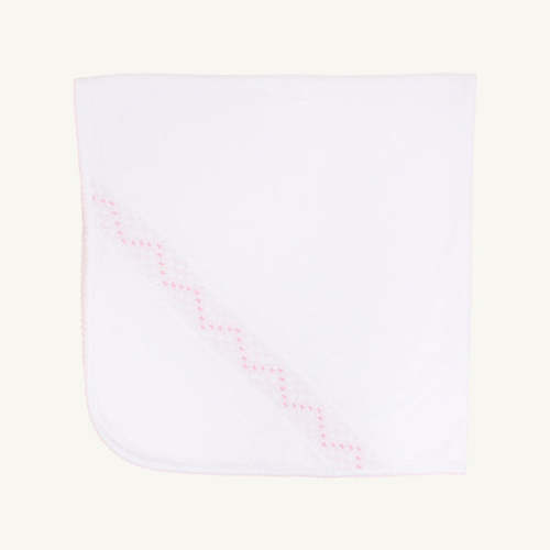 Sweetly Smocked Blessing Blanket - Worth Avenue White with Palm Beach