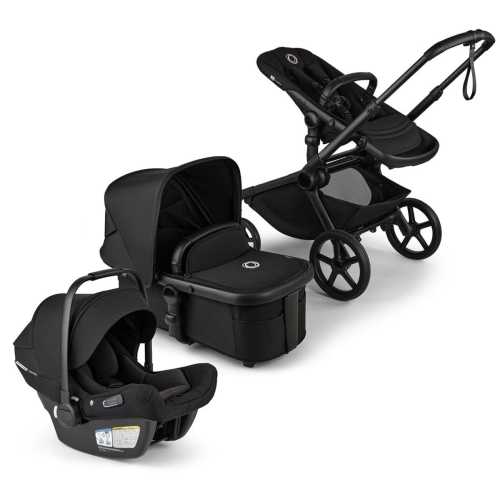 Bugaboo Kangaroo Complete + Turtle Air Shield By Nuna Travel System Bundle - Black / Midnight Black / Midnight Black / Black