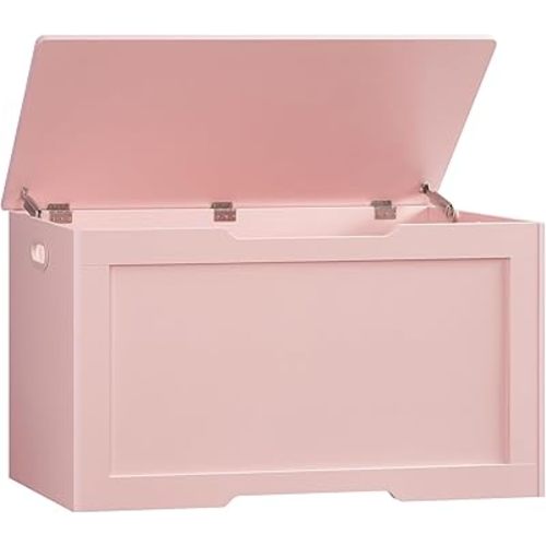 usikey 39.4” Storage Chest, Toy Box with 2 Safety Hinges, Toy Chest, Storage Bench for Bedroom, Supports 220 lb, for Living Room, Entryway, Pink