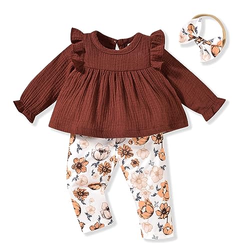 HINTINA Infant Baby Girl Long Sleeve Fall Winter Outfits With Headband