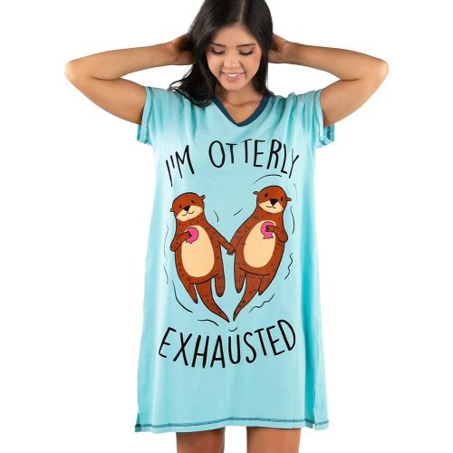 Lazy One Women's Novelty Cotton Nightgown, Cute V-neck Womens Sleep Shirts