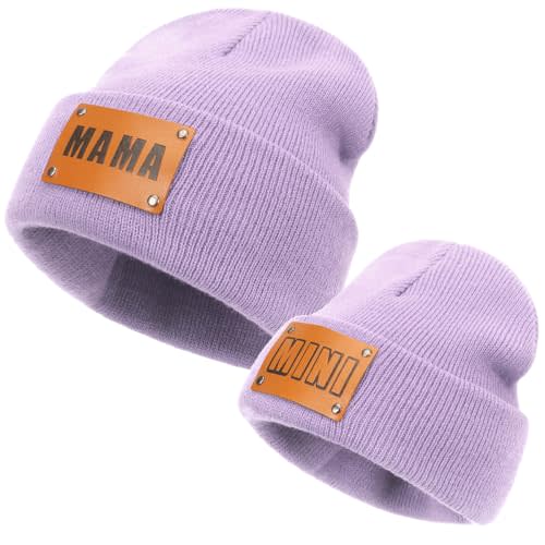 Parent-Child Beanie Hat,Mother & Baby Daughter/Son Winter Warm Knit Hat,Kids Soft Beanie Cap