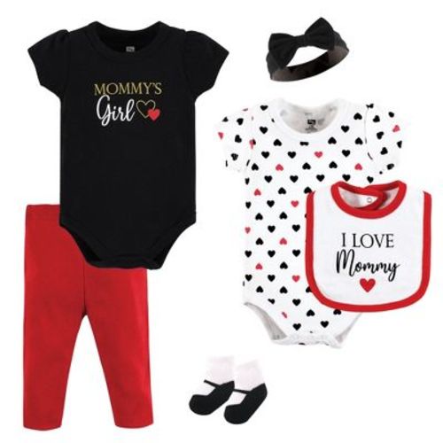 Hudson Baby Infant Girl Cotton Layette Set, Girl Mommy Red Black, 6-9 Months