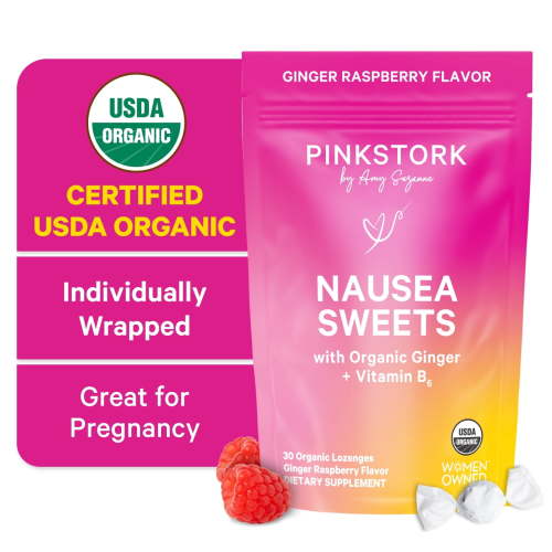 Pink Stork, Organic Ginger Raspberry Lozenges, 30 Count, for Digestion