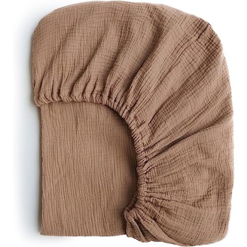 Konssy Muslin Fitted Crib Sheets 100% Cotton Baby Crib Sheets for Standard Crib Mattress (28 X 52 Inches), Soft and Breathable for Boy, Girl (Cherry Wood)