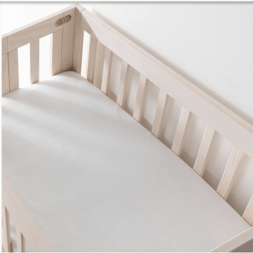 Babyletto Mini Crib Sheet in GOTS Certified Organic Muslin Cotton - White
