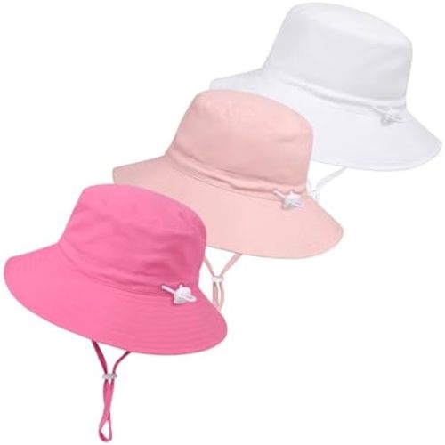 Baby Toddler Sun Hat,Boys Girls Adjustable Bucket Hat for Kids UPF 50+ Sun Protective Child Summer Beach Hats 0-5 Years