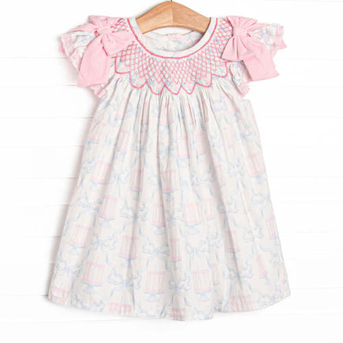 Happy Birthday Bows Smocked Bishop Dress, Pink – Stitchy Fish