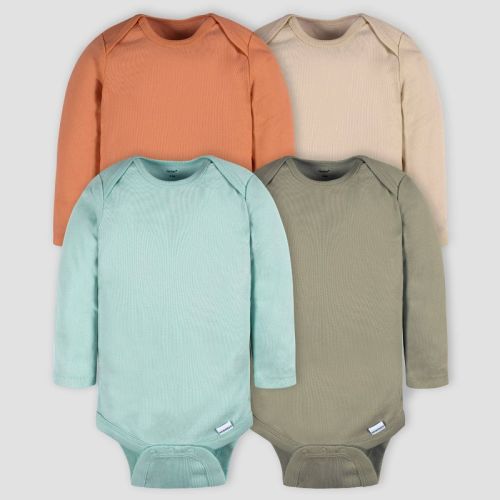 Gerber Baby 4pk Long Sleeve Onesies, Color: Green | Blue, Size: 0-3M