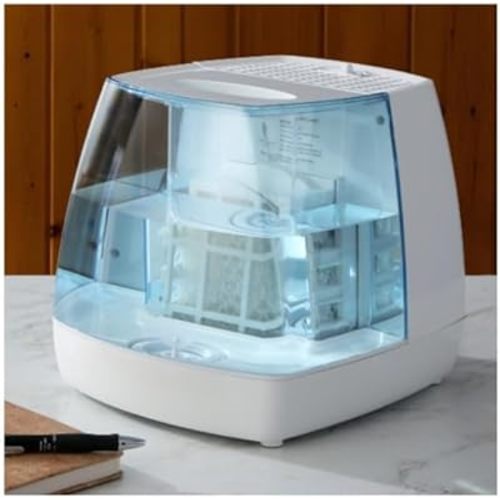 Cool Mist Humidifier, 1.1 Gallon Tank, 250 Sq Ft Coverage, 24 Hour Runtime, White & Blue