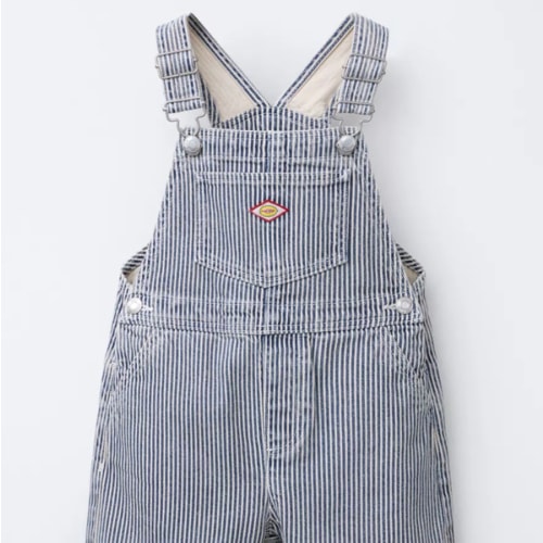 STRIPED TWILL OVERALL SHORTS - Blue / White | ZARA United States