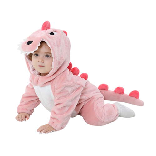 Unisex Baby Dinosaur Hooded Animal Rompers One Piece Snowsuit,66(3-6 Months),Light Pink