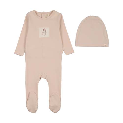 Graphic Tag Footie Set-Petal