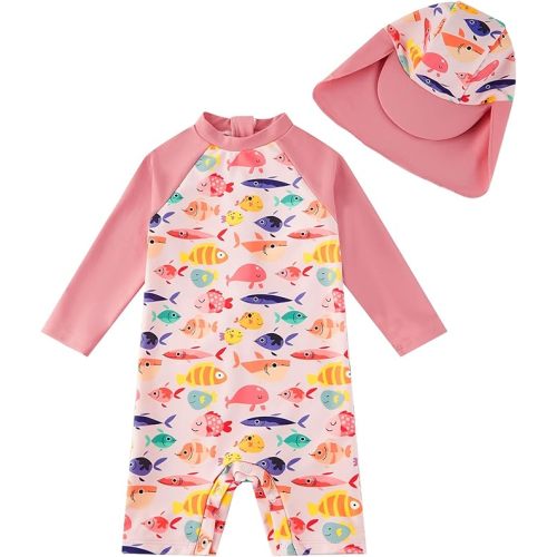 12-18mo - upandfast Baby Girl Swimsuit with Snap Bottom UV Baby Bathing Suit Toddler Girl Swimwear UPF 50+ Sun Protection