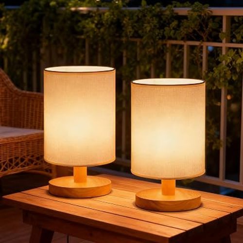 Small Table Lamp Set of 2, Bedside Lamp Nightstand Lamp, 3000K Warm Light Desk Lamp, USB Powered LED Reading Lamp, Boho Vintage Small Lamp for Bedroom Living Room Office Dorm Dresser