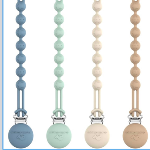 Cuddle Campus Silicone Pacifier Clip Holder with One Piece Design, Pack of 4 Soft Flexible Binky Clips with Texture for Baby Boy and Girl (0-6M) Set 1