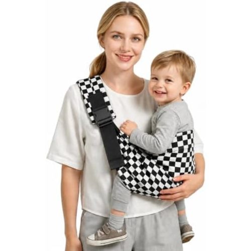 Baby Sling Carrier Suitable for Infants 10-30 lbs(Black),Baby Wrap Carrier,Adjustable Shoulder Straps,Use Simply,Soft&Portable,Easy to Clean,with Storage Pocket.
