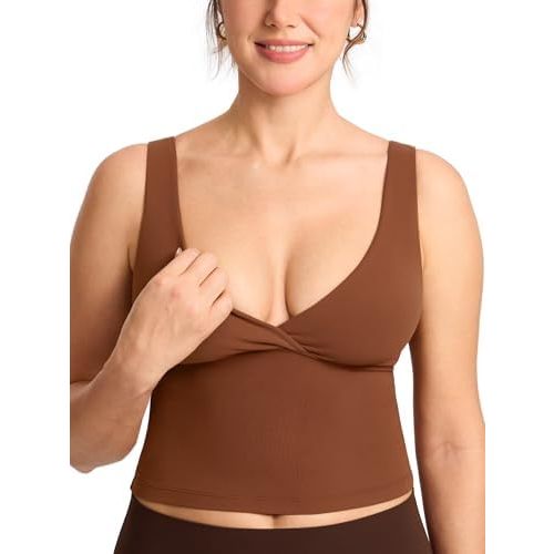 MOMANDA Crossover Nursing Bras for Breastfeeding Sleeveless Maternity Workout Nursing Crop Tank Tops