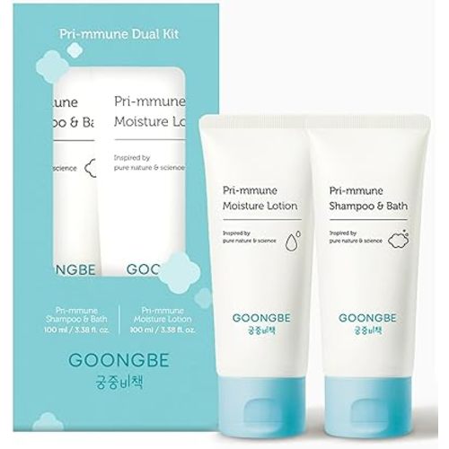 GOONGBE Baby Skincare Duo Set - Korean Baby Skincare & Bath Time Essentials - Shampoo & Bath, Moisutre Lotion - Travel Sized Hydrating & Nourishing Wash and Moisturizer, 2 Items