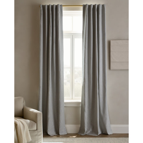 Textured Cotton Room Darkening Curtain in Light Grey