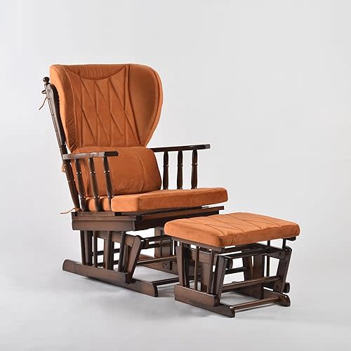 Comfort Deluxe Glider Chair and Ottoman Set (Pumpkin), Large