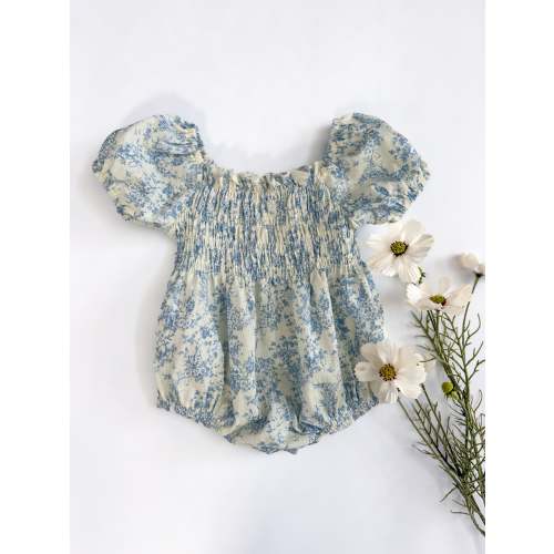 Genevieve Blue Floral Romper