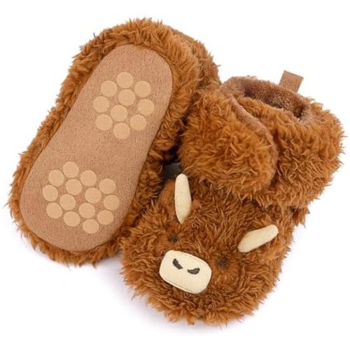 Highland Baby Boys Girls Booties Newborn Baby Shoes Unisex Winter Warm Infant Slippers for Toddler First Walker Shoes Cozy Fleece