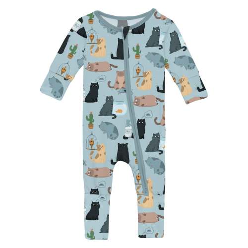 Print Convertible Coverall in Spring Sky House Cats