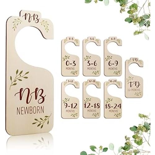 Baby Closet Dividers - Set of 8 Wooden Double-Sided Baby Clothes Organizer from Newborn to Toddler for Daily Gender-Neutral Baby Nursery Decor