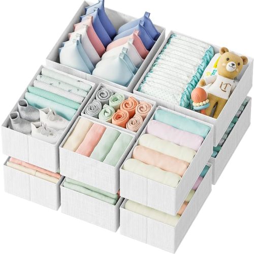 Drawer Organizer Set of 12 White-Grey