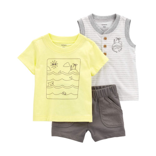 Baby 3-Piece Ocean Print Outfit Set