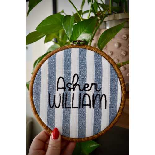 Embroidered Baby Name Announcement, Embroidered Birth Announcement, Name Sign, Floral Baby Name Sign, Birth Announcement, Floral Baby Sign