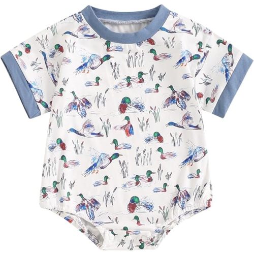 Pudcoco Baby Boys Romper Mallard Duck Hunting Baby Summer Clothes Short Sleeve T-shirt Bodysuit