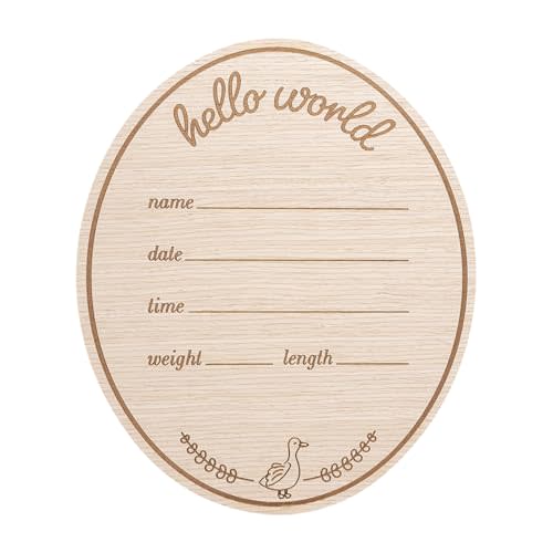 Kate & Milo Wooden Hello Baby Birth Announcement Photo Prop, Goose Design, Personalized Newborn Milestone Sign for Hospital and Newborn Photos