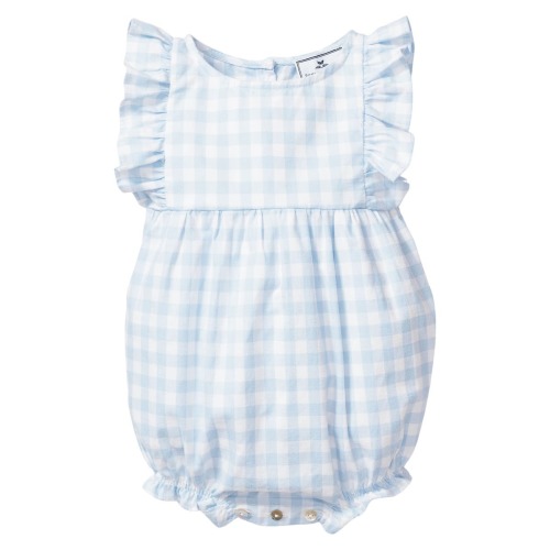 Gingham Ruffle Trim Cotton Blend One-Piece Pajamas, 0-3M
