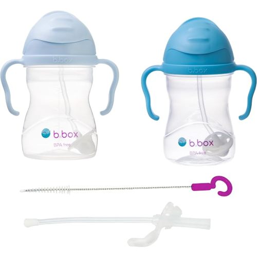 b.Box Sippy Cup 2 Peak + Replacement Straw Cleaner - Bubblegum + Blueberry